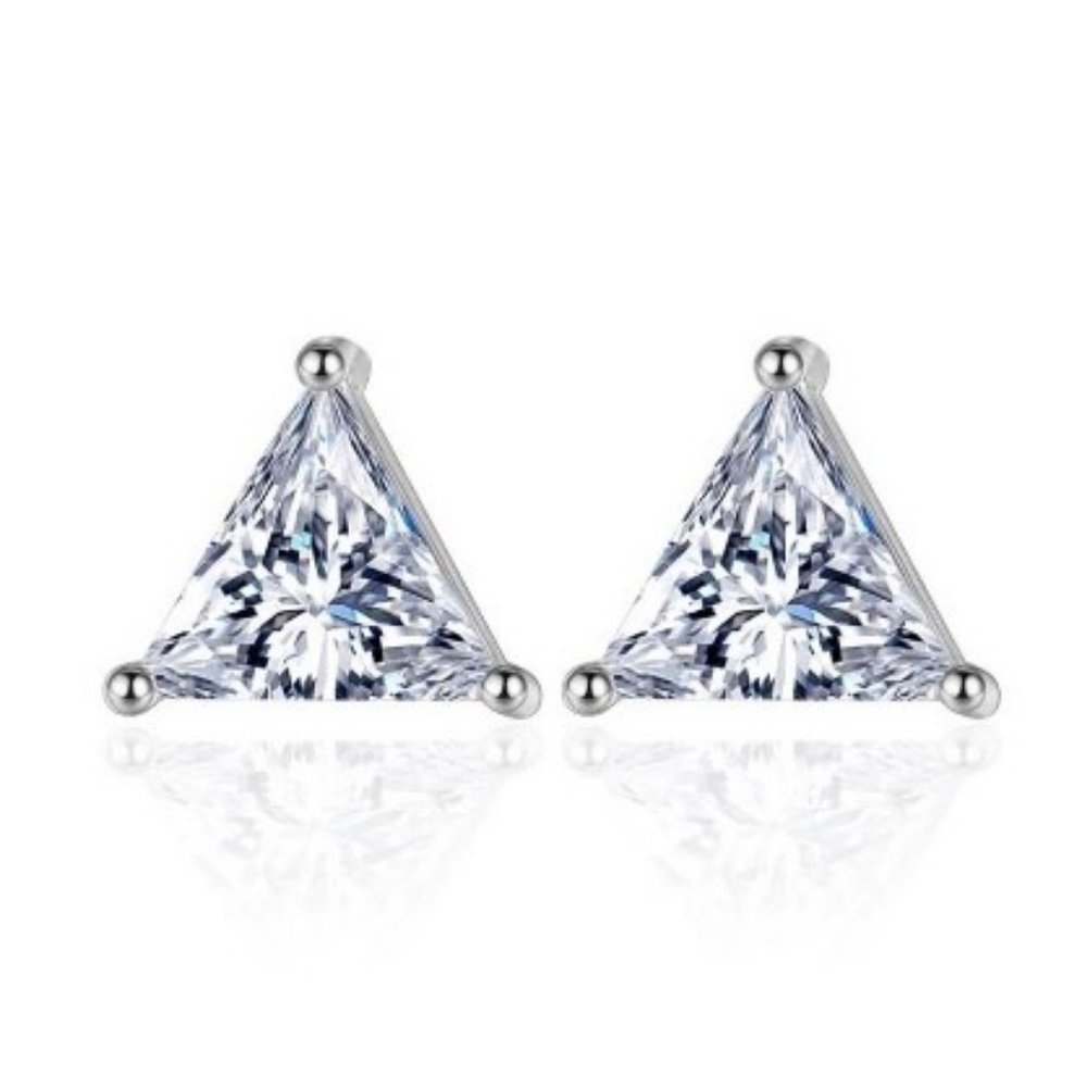 New 2.00 CTW Trillion Solitaire Silver Earrings